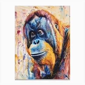 Orangutan Colourful Watercolour 1 Canvas Print