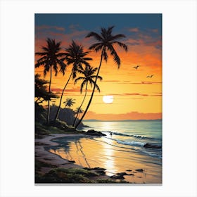 A Vibrant Painting Of Eagle Beach Aruba 3 Canvas Print
