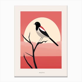 Minimalist Magpie 3 Bird Poster Canvas Print