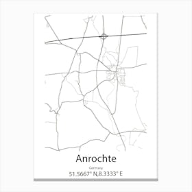 Anrochte,Germany Minimalist Map Canvas Print