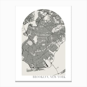 Brooklyn New York Boho Minimal Arch Street Map Canvas Print