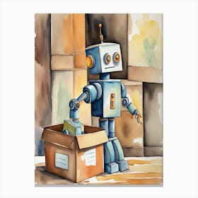 Watercolor Illustration Of A Robot Canvas Print