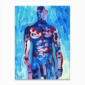 Blueman - painting male nude homoerotic gay art man explicit full frontal nude blue man figure vertical bedroom Canvas Print