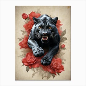 Black leopard Canvas Print