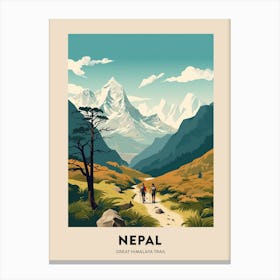 Great Himalaya Trail Nepal 2 Vintage Hiking Travel Poster Canvas Print