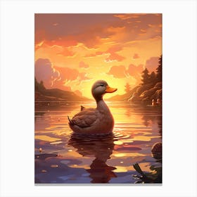 Sunset Animated Duck 3 Canvas Print