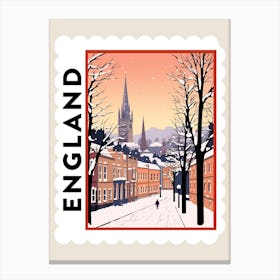 Retro Winter Stamp Poster Bath United Kingdom 2 Canvas Print