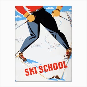 Funny Ski School Vintage Poster Canvas Print