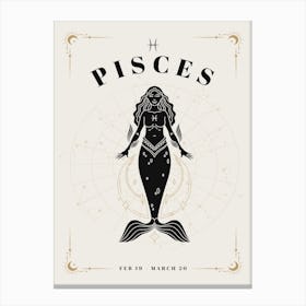 Pisces Zodiac Celestial Woman Canvas Print