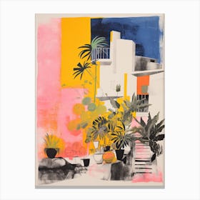 A House In Capri, Abstract Risograph Style 3 Canvas Print