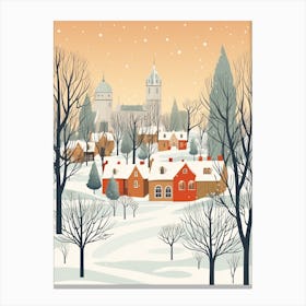 Retro Winter Illustration Windsor United Kingdom Canvas Print