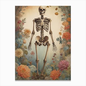 Botanical Skeleton Vintage Painting (16) Canvas Print