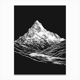 Creag Meagaidh Mountain Line Drawing 8 Canvas Print