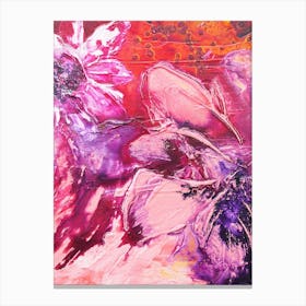 Big Pink Flowers Painting Canvas Print