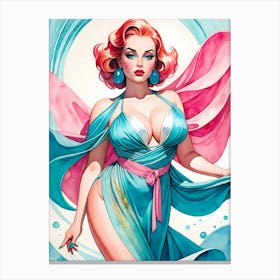 Portrait Of A Curvy Woman Wearing A Sexy Costume (6) Canvas Print