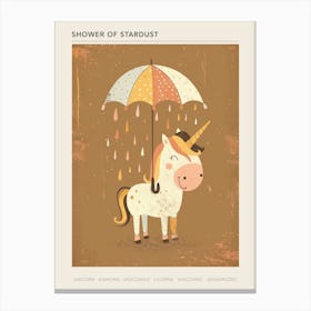 Unicorn Under An Umbrella Muted Pastels 2 Poster Canvas Print