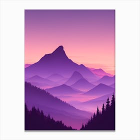Misty Mountains Vertical Composition In Purple Tone 16 Canvas Print