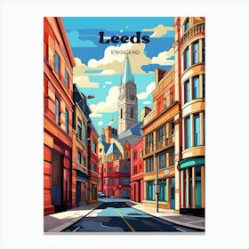 Leeds England Summer Streetview Travel Art Illustration Canvas Print