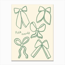 Green Little Bows French Print Canvas Print