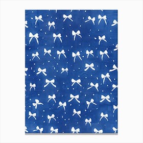 White And Blue Bows 7 Pattern Canvas Print