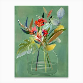 Minimal Art Vase With Flowers 7 Canvas Print