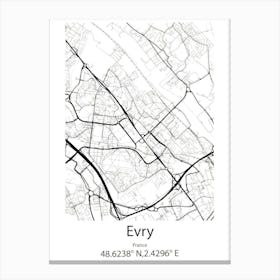 Evry,France Minimalist Map Canvas Print