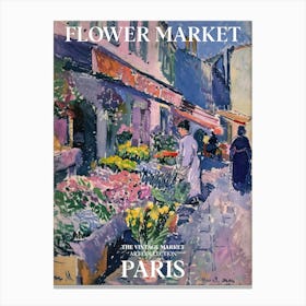 Vintage Flower Market Painting Paris 5 Canvas Print