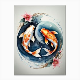 Koi Fish Yin Yang Painting (12) Canvas Print