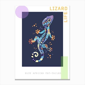 Blue African Fat Tailed Gecko Abstract Modern Illustration 5 Poster Canvas Print