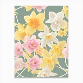 Daffodils Pastel Floral 2 Flower Canvas Print