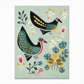 Folk Style Bird Painting Lapwing 2 Canvas Print