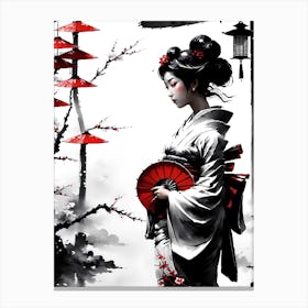 Traditional Japanese Art Style Geisha Girl 22 Canvas Print