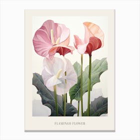 Floral Illustration Flamingo Flower Poster Canvas Print