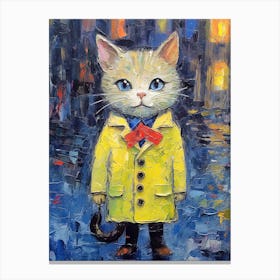 Whiskered Elegance; A Cat Fashion Tale In Oil Canvas Print