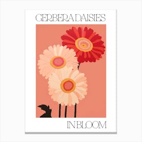 Gerbera Daisies In Bloom Flowers Bold Illustration 3 Canvas Print