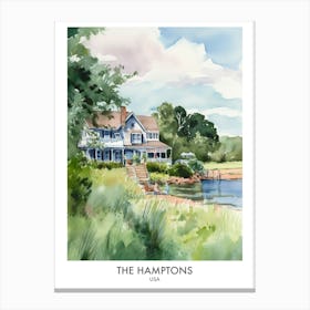 The Hamptons 7 Watercolour Travel Poster Canvas Print