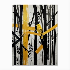 Yellow Bird In The Woods Canvas Print