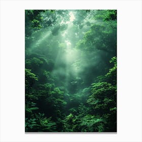 Green Forest With Sunlight Canvas Print