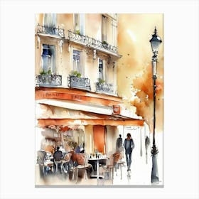Watercolor Of A Cafe In Paris 8 Canvas Print