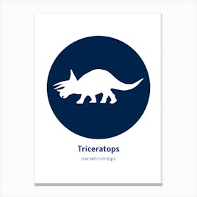 Dinosaur Triceratops Blue Nursery Canvas Print