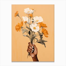 Flowers In A Hand Canvas Print