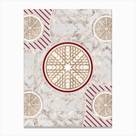 Geometric Abstract Glyph in Festive Gold Silver and Red n.0063 Canvas Print