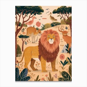 Barbary Lion Interaction Illustration 1 Canvas Print