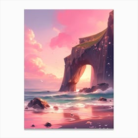 Ocean Shore Cliffs at Sunset Canvas Print