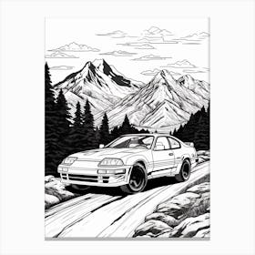 Toyota Supra Snowy Mountain Drawing 3 Canvas Print