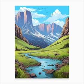 Drakensberg Mountain Range Cartoon 3 Canvas Print