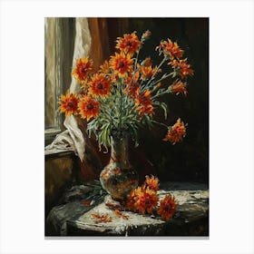 Baroque Floral Still Life Gaillardia 3 Canvas Print