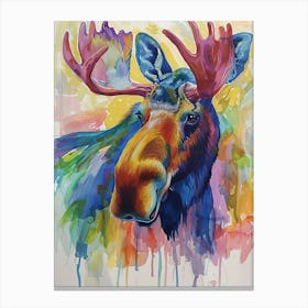 Moose Colourful Watercolour 2 Canvas Print