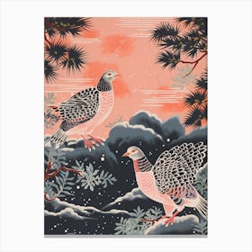 Vintage Japanese Inspired Bird Print Grouse 1 Canvas Print