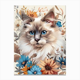 Cat With Flowers 1 Canvas Print